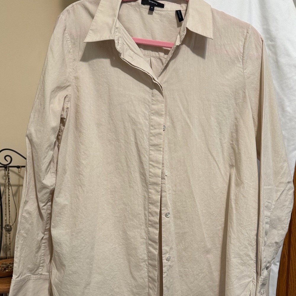 Theory Cream Casual Button Down Shirt